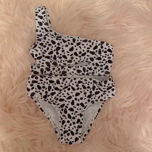 Black&white cheetah baby swim suit